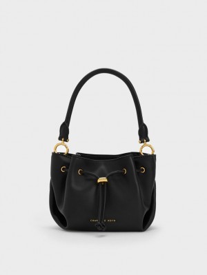 τσαντα χειροσ Charles And Keith Boaz Drawstring Top μαυρα | 07198-XQIJ