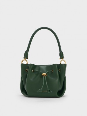 τσαντα χειροσ Charles And Keith Boaz Drawstring Top σκούρο πρασινο | 06394-PHNA
