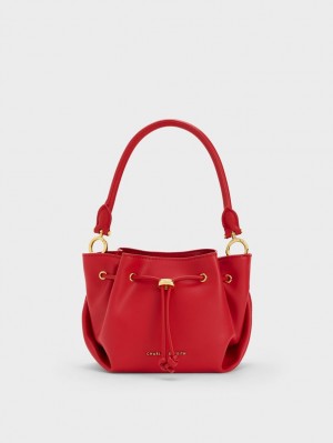 τσαντα χειροσ Charles And Keith Boaz Drawstring Top κοκκινα | 16374-KTIX