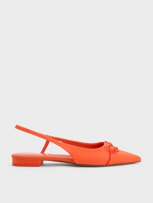Παπουτσια Μπαλαρινεσ Charles And Keith Bow Pointed-toe Slingback πορτοκαλι | 52047-SAUV