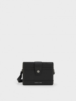 τσάντεσ χιαστί Charles And Keith Bronte Boxy μαυρα | 34162-YKTP