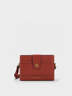τσάντεσ χιαστί Charles And Keith Bronte Boxy σκούρο κοκκινα | 36487-JRUF