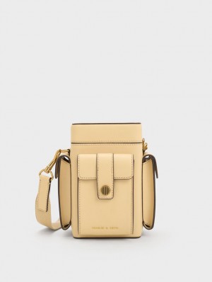 τσάντεσ χιαστί Charles And Keith Bronte Multi-Pocket Μπεζ | 85307-JUCN