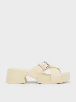 Πεδιλα Πλατφορμεσ Charles And Keith Buckled Crossover κρέμα | 16942-ZKOT
