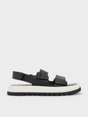 Πεδιλα Πλατφορμεσ Charles And Keith Buckled Sports μαυρα | 26530-UFVH