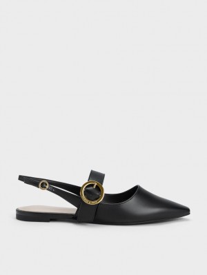 Παπουτσια Μπαλαρινεσ Charles And Keith Buckled λουρακια Slingback μαυρα | 59728-OSXJ