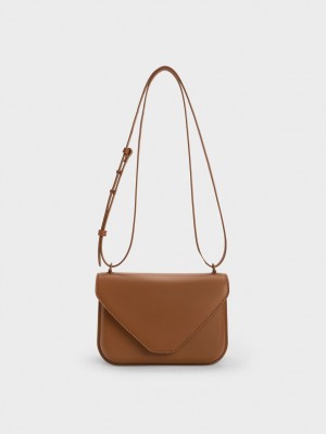 τσάντεσ χιαστί Charles And Keith Camelia Envelope σοκολάτα | 35980-ZGSQ