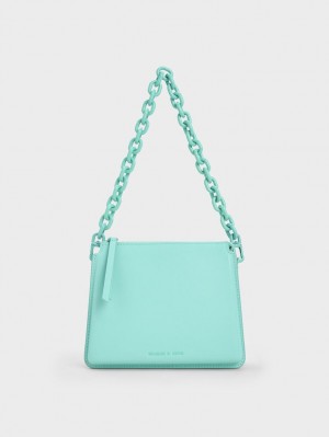 τσάντεσ χιαστί Charles And Keith Camelia Trapeze τυρκουάζ | 26851-EWID