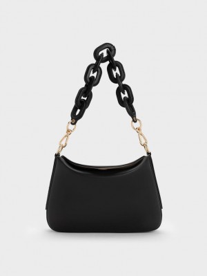 τσαντα χειροσ Charles And Keith Catena Chain μαυρα | 47368-CKLH