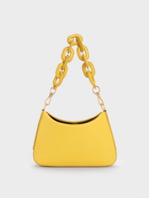 τσαντα χειροσ Charles And Keith Catena Chain κίτρινα | 65420-VGLU