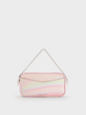 τσάντεσ χιαστί Charles And Keith Cayce Swirl-Print Boxy ροζ | 51763-PZUQ