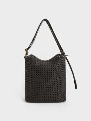 τσάντεσ ώμου Charles And Keith Cecily Woven Large μαυρα | 83527-ZDJO