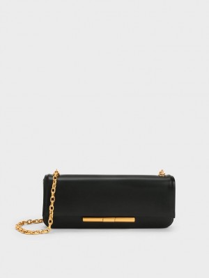 τσάντεσ ώμου Charles And Keith Cesia Chain λουρακια μαυρα | 71056-RCQT