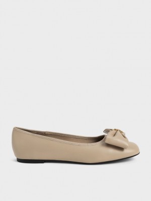 Παπουτσια Μπαλαρινεσ Charles And Keith Chain-Link Bow Μπεζ | 68903-XTRC