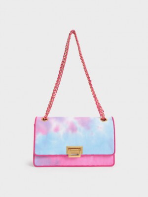 τσάντεσ ώμου Charles And Keith Chain Handle Tie-Dye φουξια | 37290-LGRN