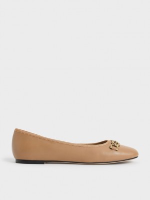 Παπουτσια Μπαλαρινεσ Charles And Keith Chain Link καφε | 04928-DBPJ