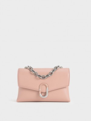 τσάντεσ χιαστί Charles And Keith Chain λουρακια Envelope ροζ | 83546-AMOT