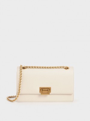 τσάντεσ ώμου Charles And Keith Chain λουρακια Evening κρέμα | 52419-HAGE