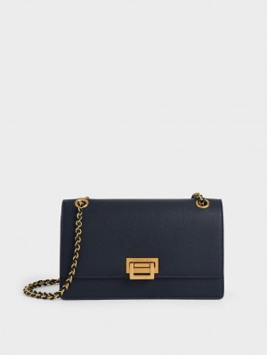 τσάντεσ ώμου Charles And Keith Chain σκουρο μπλε | 53740-OLRS