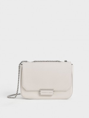 τσάντεσ ώμου Charles And Keith Chain λουρακια ανοιχτο γκρι | 28751-VMTW