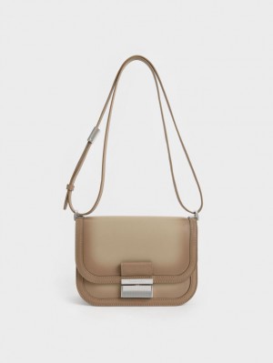 τσάντεσ χιαστί Charles And Keith Charlot καφε | 07936-TGQW