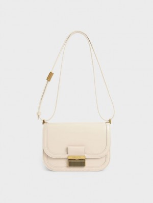 τσάντεσ χιαστί Charles And Keith Charlot κρέμα | 97408-GJCZ