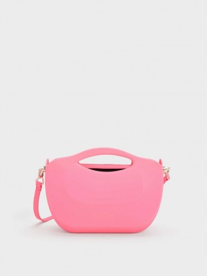 τσαντα χειροσ Charles And Keith Cocoon Curved ροζ | 37905-AZLO
