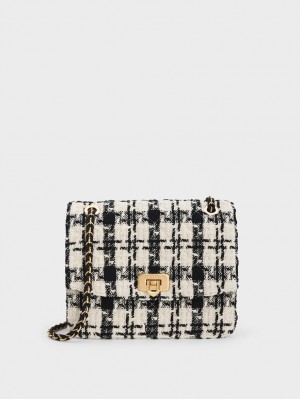 τσάντεσ ώμου Charles And Keith Cressida Tweed Chain λουρακια Πολύχρωμο | 02146-KQSG