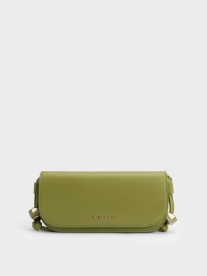 τσάντεσ χιαστί Charles And Keith Cube Knotted Elongated Ελιά | 34751-GOVR