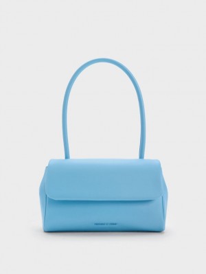 τσάντεσ ώμου Charles And Keith Curved Handle μπλε | 70682-SXFA
