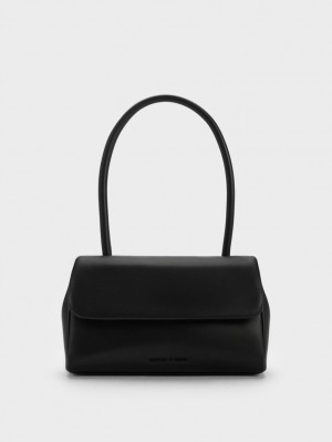 τσάντεσ ώμου Charles And Keith Curved Handle μαυρα | 82579-RCWL