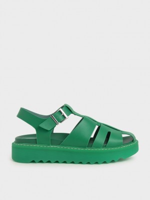 Πεδιλα Πλατφορμεσ Charles And Keith Cut-Out Sports πρασινο | 59870-NEFU