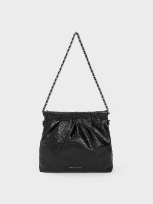 τσάντεσ ώμου Charles And Keith Duo Chain Handle μαυρα | 79162-FJRW