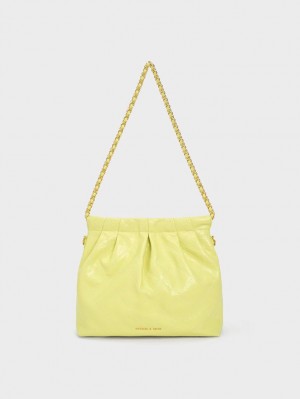 τσάντεσ ώμου Charles And Keith Duo Chain Handle κίτρινα | 91480-HWMO