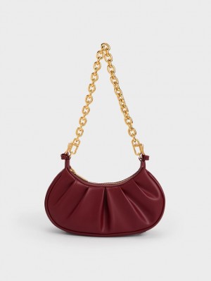τσάντεσ ώμου Charles And Keith Duo Ruched μπορντο | 36952-EUOP