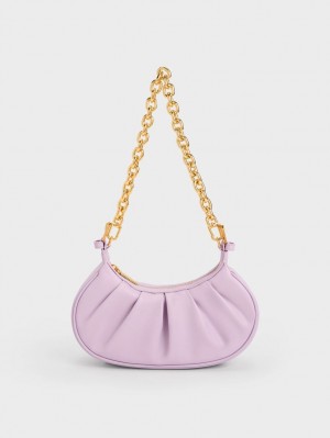 τσάντεσ ώμου Charles And Keith Duo Ruched μωβ | 61548-GJHB