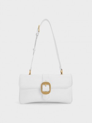τσάντεσ ώμου Charles And Keith Eilith Buckled ασπρα | 89763-VJRH