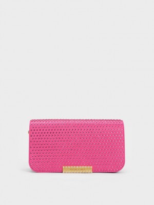 τσάντεσ ώμου Charles And Keith Embellished Chain λουρακια φουξια | 78693-XNRY
