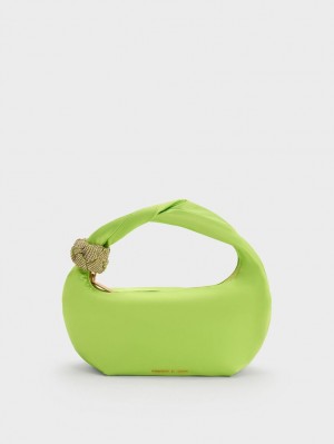 τσάντεσ ώμου Charles And Keith Embellished Satin πρασινο | 61284-MGXY