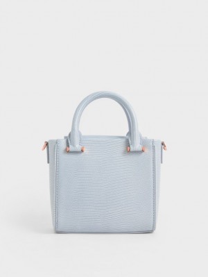 τσαντα χειροσ Charles And Keith Embossed Top ανοιχτο γκρι | 34859-BWCQ