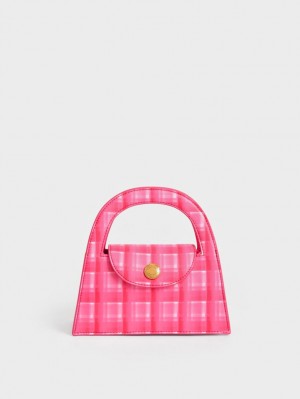τσάντεσ χιαστί Charles And Keith Este Printed Trapeze φουξια | 67382-JRQX