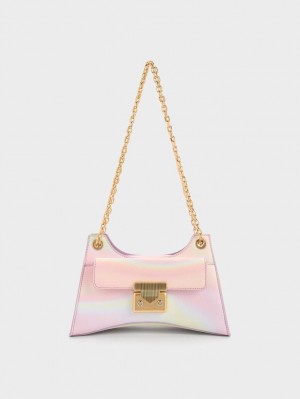 τσάντεσ ώμου Charles And Keith Eudora Swirl-Print Sculptural ροζ | 05271-CSOA