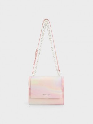 τσάντεσ χιαστί Charles And Keith Front Flap Chain Handle Πολύχρωμο | 39586-PZBL