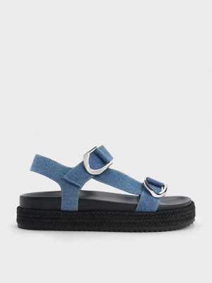Πεδιλα Πλατφορμεσ Charles And Keith Gabine Denim εσπαντριγιεσ μπλε | 63518-ZRNJ
