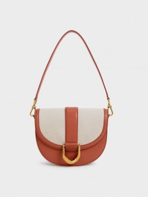 Τσάντες Σέλας Charles And Keith Gabine Two-Tone​ καφε | 69430-VDCG