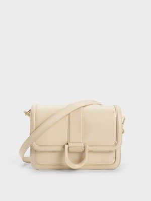 τσάντεσ χιαστί Charles And Keith Gabine δερματινα κρέμα | 01349-KEMZ