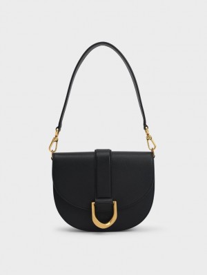 Τσάντες Σέλας Charles And Keith Gabine δερματινα​ μαυρα | 29168-BWAX