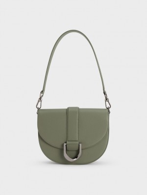Τσάντες Σέλας Charles And Keith Gabine δερματινα Ελιά | 43197-BLZJ