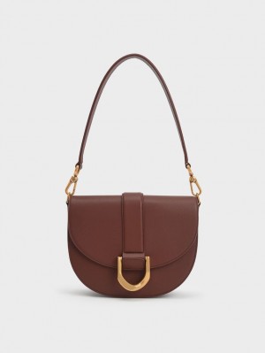 Τσάντες Σέλας Charles And Keith Gabine δερματινα​ καφε | 43615-VABF