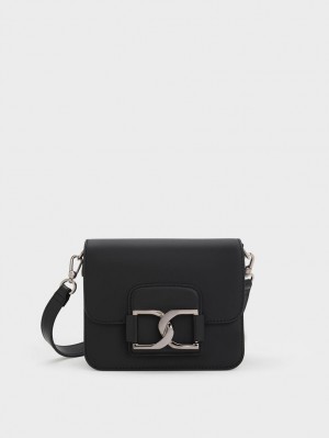 τσάντεσ χιαστί Charles And Keith Gabine δερματινα μαυρα | 83715-FAXK